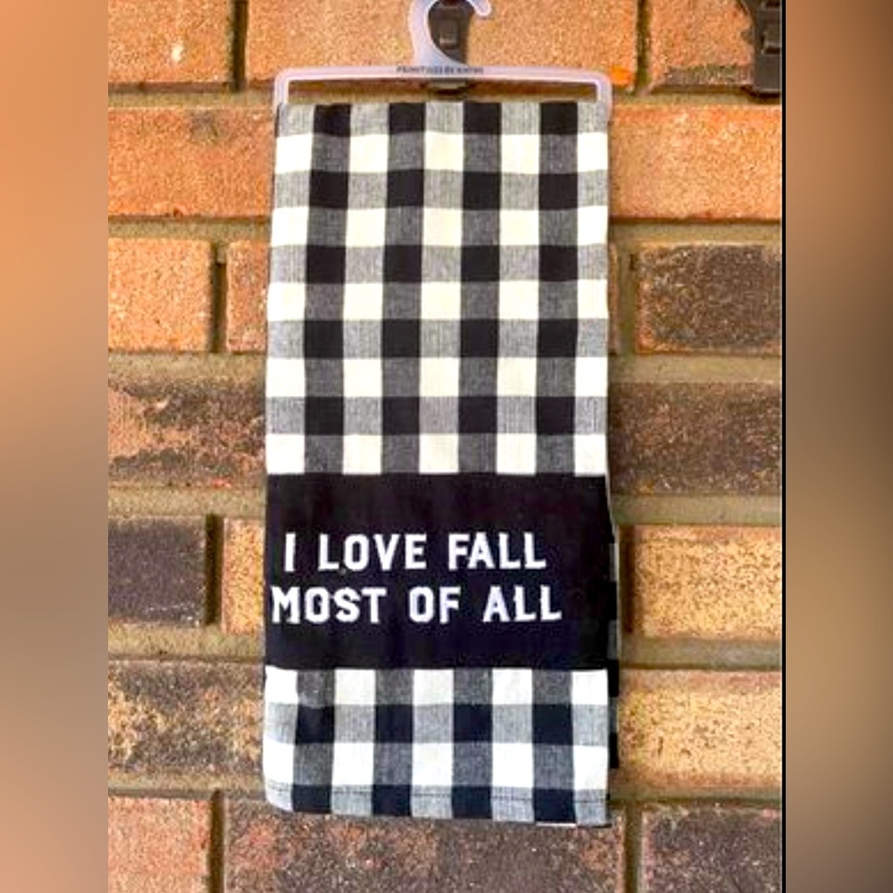 *I Love Fall Most of All Buffalo Plaid Kitchen Towel